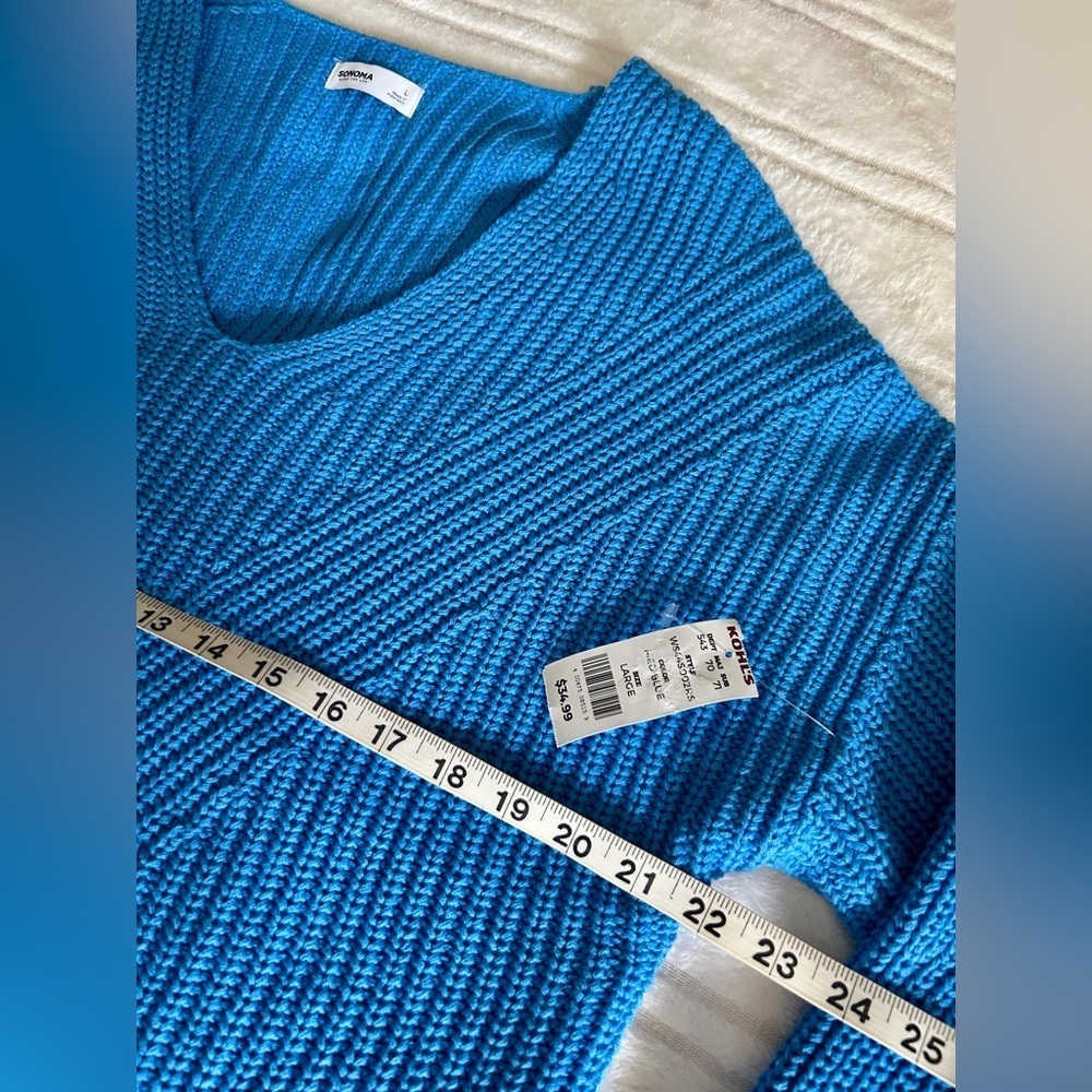 NWT Sonoma Vibrant Blue V-Neck Sweater Sz L​​​ - Picture 7 of 16